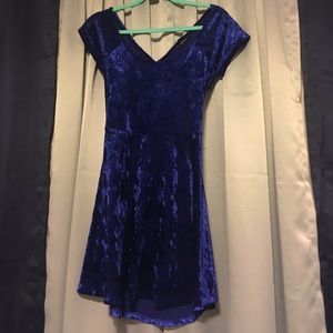 Blue Velvet Back Criss Cross Dress